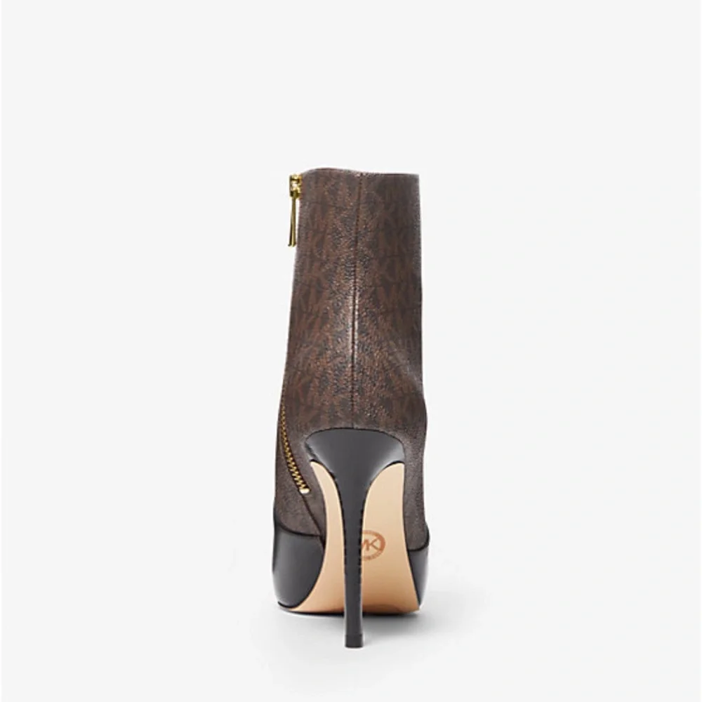 Michael Kors Black/Monogram Stiletto Ankle Booth - Picture 4 of 5